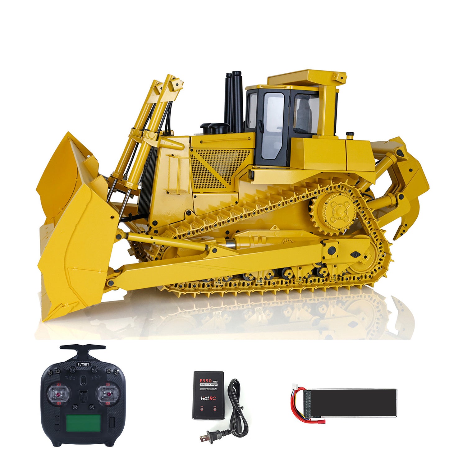 ONLY ONE US STOCK Metal 1/14 RC Bulldozer Hydraulic DXR2 Remote Control D10T Tracked Dozer Model