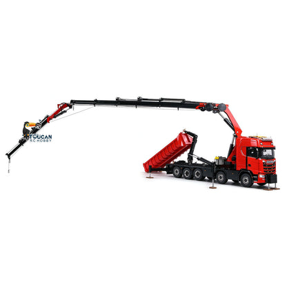 TOUCAN 1/14 RC Hydraulic Crane Truck 770S RTR 10X10 3Speed Metal Dumper Fly Jib Arm Rear Lift Steer Axle Wheel Reduction Diff Lock