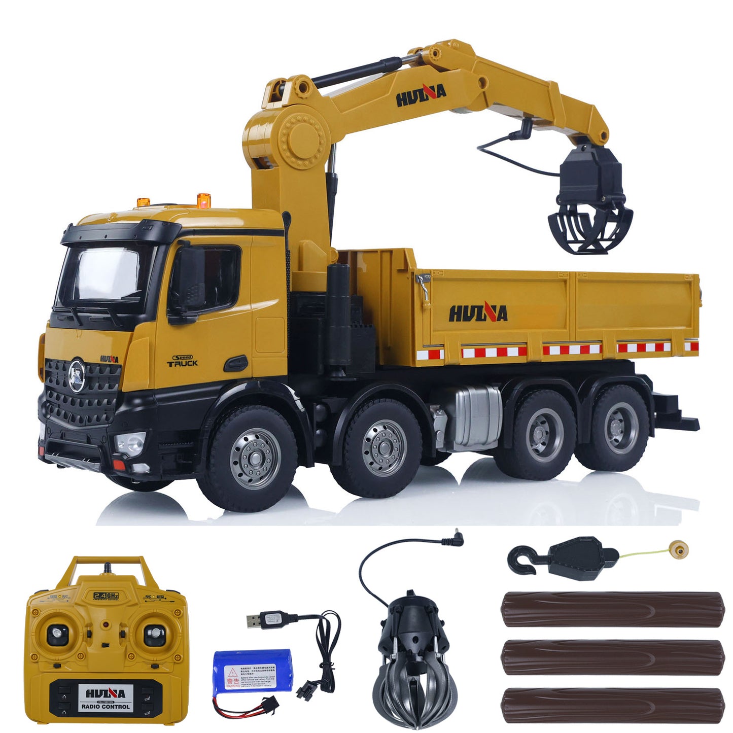 Second Hand CA Stock HUINA 1538 1/14 RC Timber Grab Truck Dumper Remote Control Model Toy Vehicles 2.4G Radio Battery