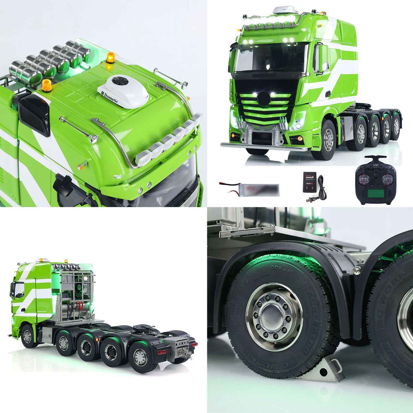 Unitru-01 3363 1/14 RC Tractor Truck Remote Control Lorry Car 10*10 Metal Chassis Smoke ST8 Radio Differential Lock RTR Light Multimedia Display Screen