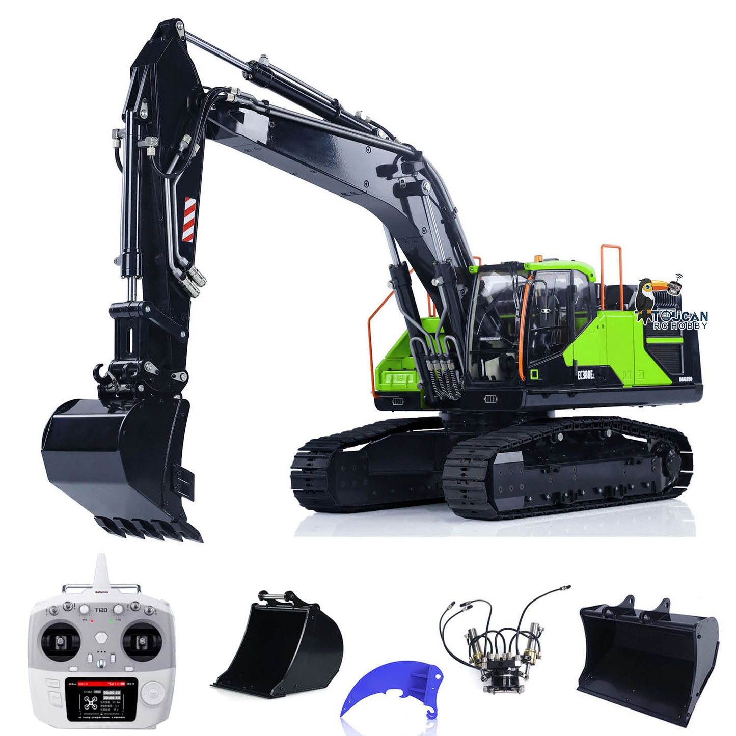 MTM 1/14 EC380 RC 2 Arms PNP Metal Hydraulic Tracked Excavator Digger With Ripper Tiltable Bucket