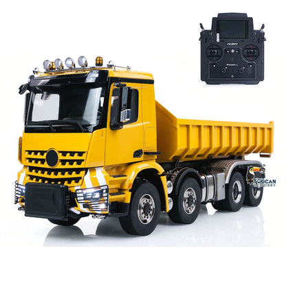 8X8 1/14 Remote Control Hydraulic Roll On Off Dumper 5 Valves RC Full Tipper 3Speed Transmission Light System Sound No Battery