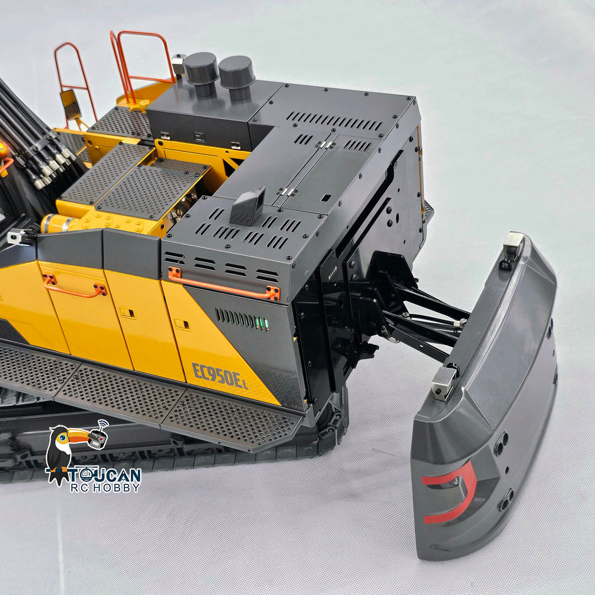 1/14 Metal RC Hydraulic Excavator EC950 Dual Pump Digger Model 8CH Valve Hydraulic Lifting Counterweight Ripper Light Sound