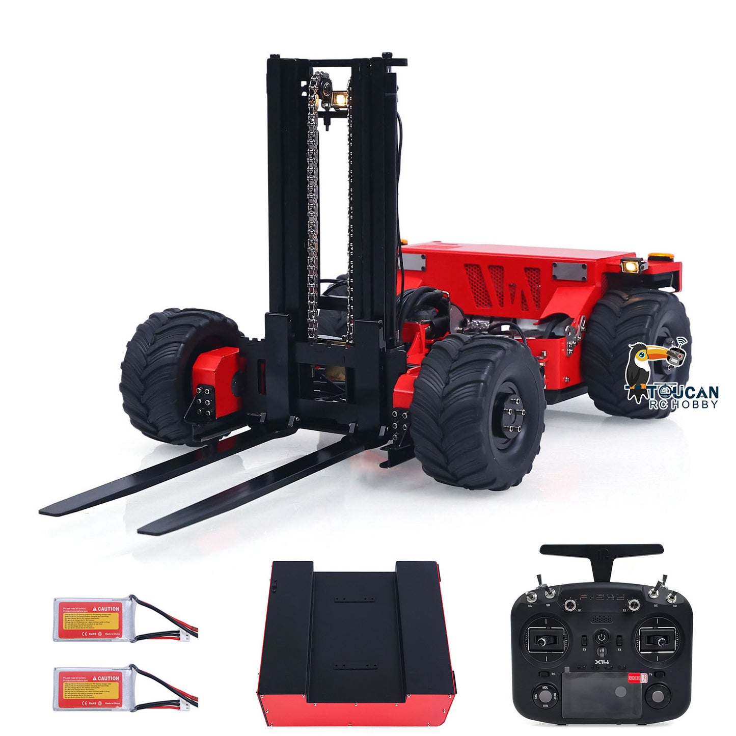 Super Frog Metal 1/14 Hydraulic Remote Control Foldable Forklift BM214 5 Valves Lights Sounds Frsky Radio Battery Storage Box