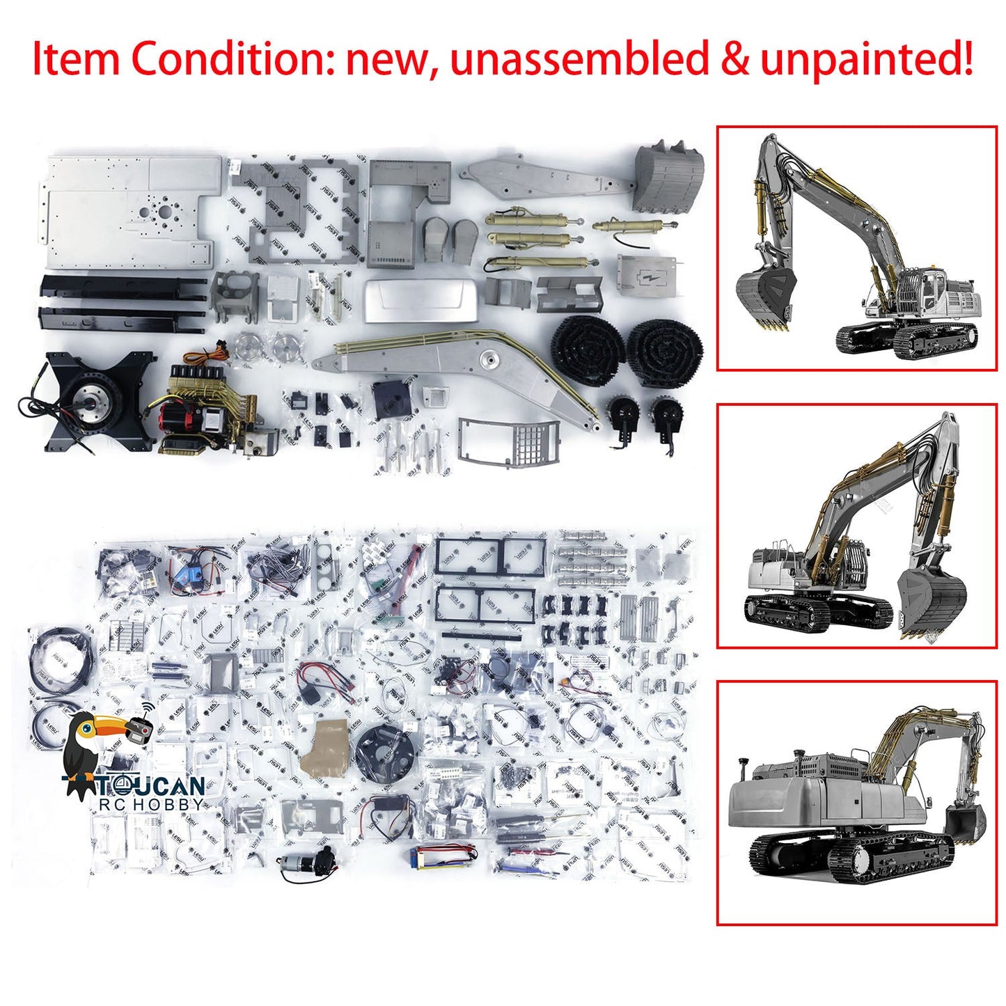 AUF LAGER 1/14 LESU AOUE SK5LC RC Hydraulische Unlackiert Unmontiert KIT Bagger B0018