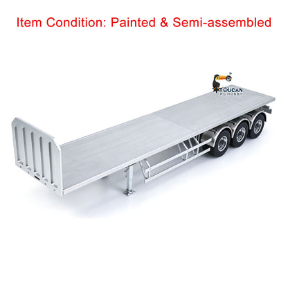 MD Metal 3Axles Flatbed Trailer Manual Support Legs for 1/14 Remote Control Tractor Truck 770S RC Digger Loader DIY Model