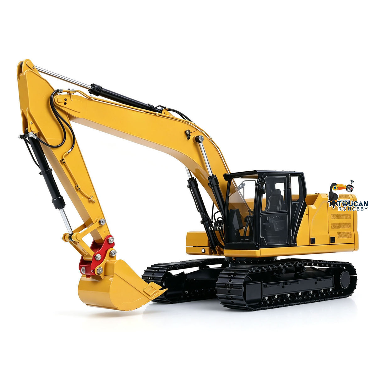 TOUCAN Metal 1/14 Remote Control Hydraulic Excavator 320 8Ways Valve RC Digger Engineering Vehicle ST8 Radio Lights Battery RTR Model