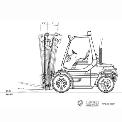 Metal LESU 1/14 RC Hydraulic Forklift A0002 Remote Control Fork Lift Truck Transfer Car Light Sound Finished Model 2CH Valve