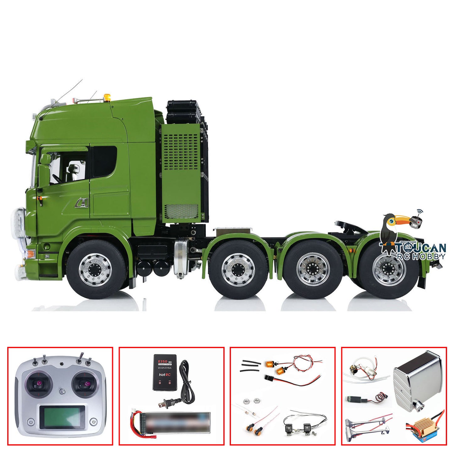TOUCAN Metal Chassis 1/14 8X8 RC Tractor Truck RTR Radio Control Car Smoke Unit