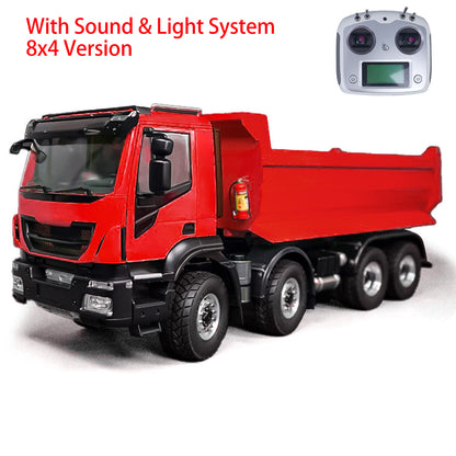 1/14 Metal 8x4 PNP Hydraulic RC Truck Dumper With 2-speed Transmission Gearbox Sound Light System