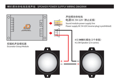 JDM 181 Sound System Speaker For JDM-1 1/12 JDM-106 1/14 RC Hydraulic Excavator