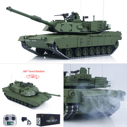 1/16 TOUCAN Remote Control Battle Tank 3918 Abrams M1A2 Metal Gearbox 360 Rotation Barrel Recoil Elevation Laser Aiming Light