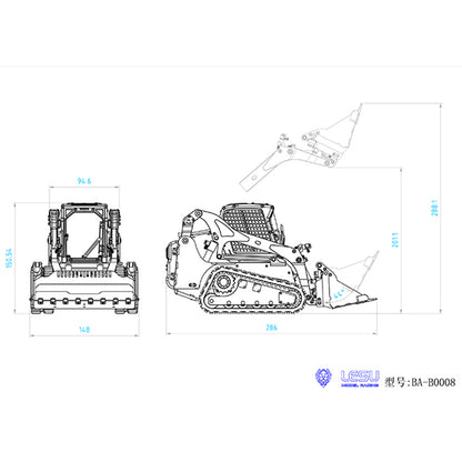 LESU 1/14 RC Metal Hydraulic Aoue LT5 Painted Unassembled Tracked Skid Steer Loader B0008