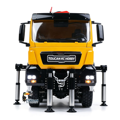 LESU Metal 1/14 RC Hydraulic Crane Truck 8X8 3Speed Remote Control Lorry Model 7CH Valve 6 Outriggers Light Sound Axle Diff Lock
