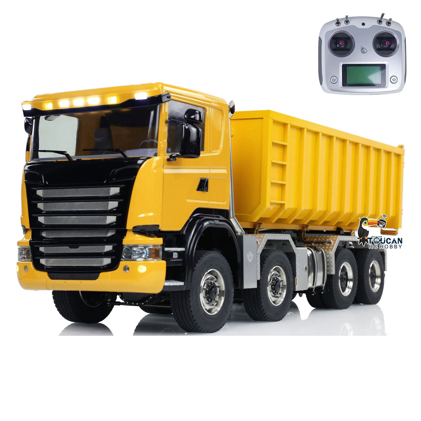 1:14 8x8 RC Hydraulic Dumper Metal Roll-on Full Truck With Trash High Bucket