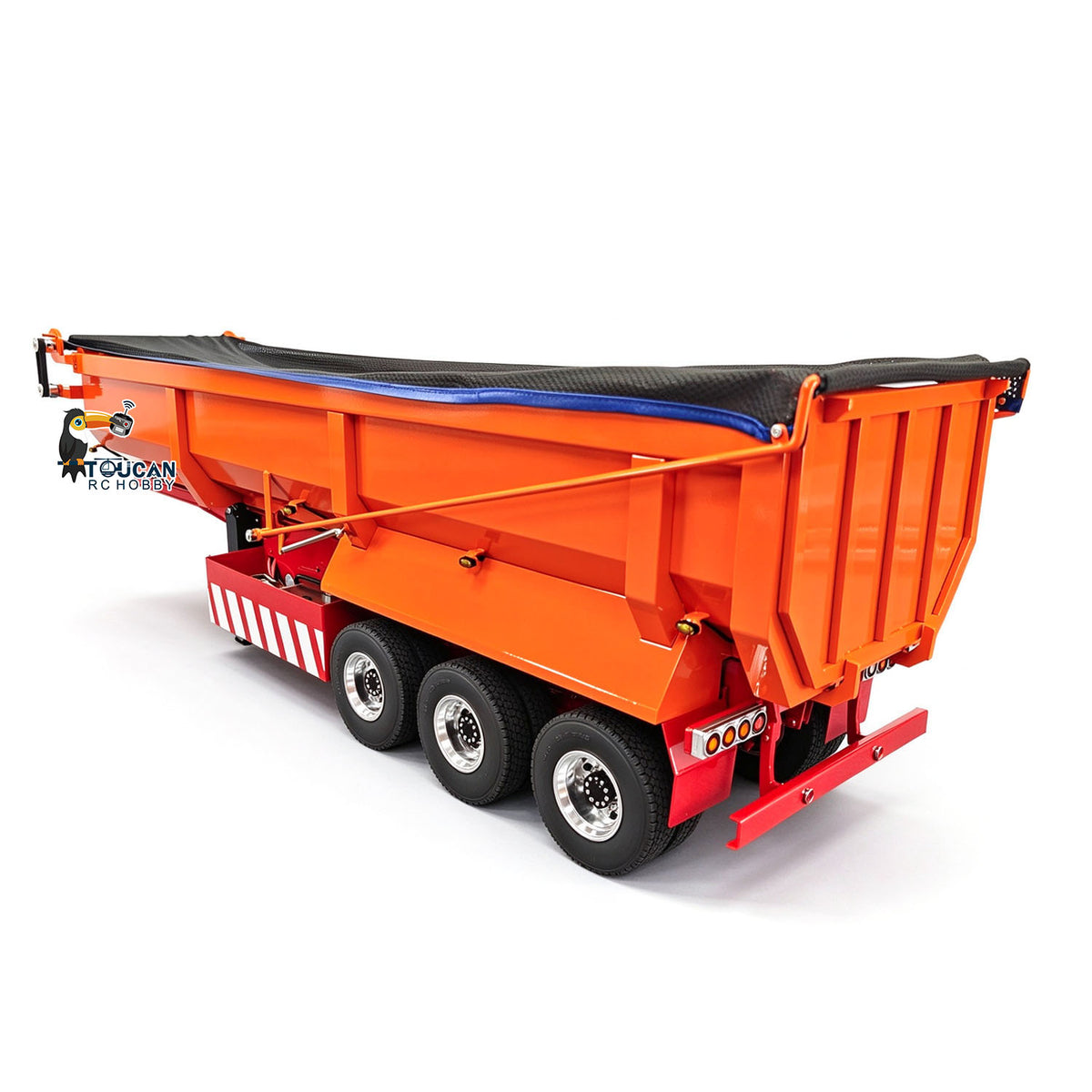 1/14 RC Hydraulic Semi Trailers 3 Axle Metal U Shape Bed Remote Control Dump Trailer Model With Electric Support Legs Side Light