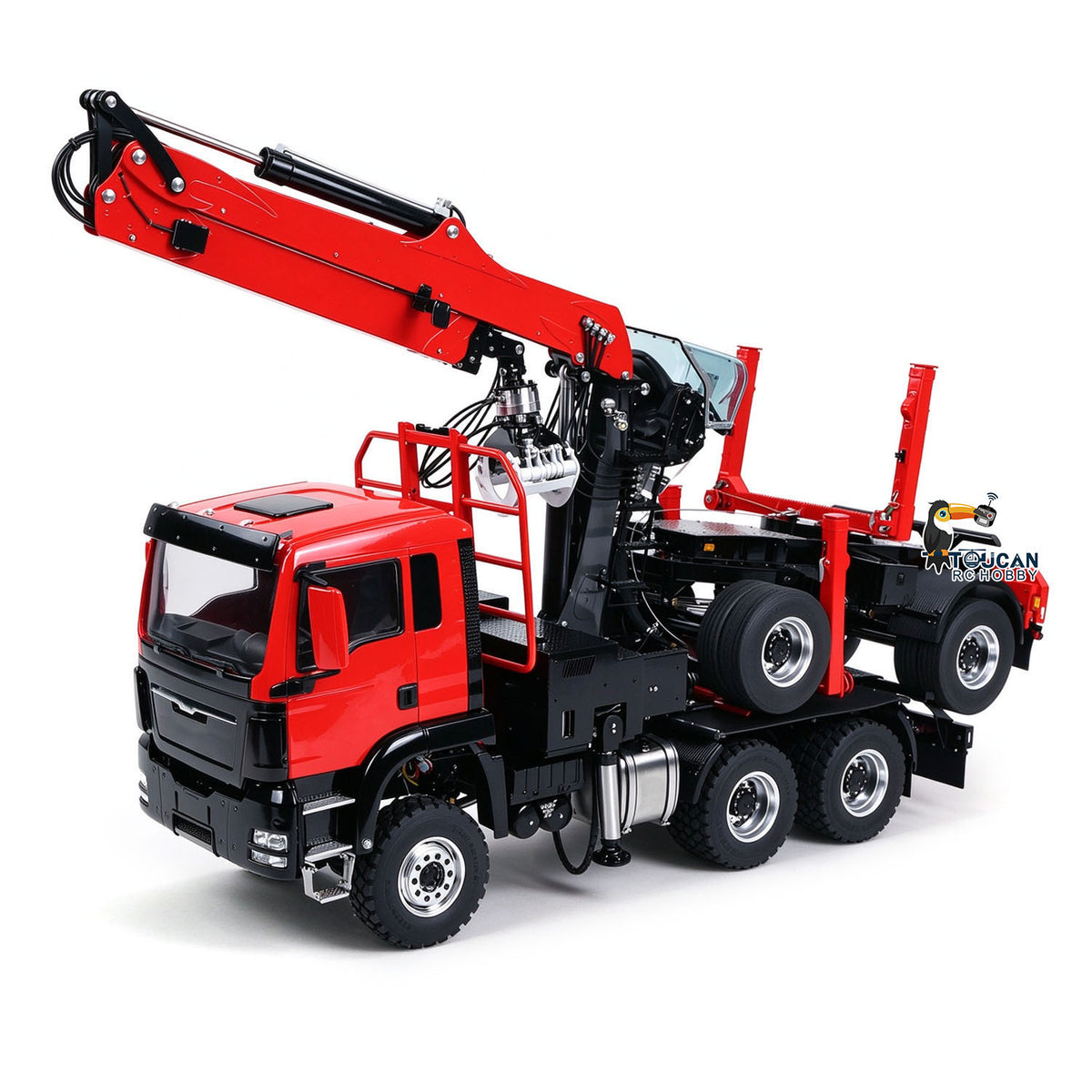LESU 1/14 RC Logging Truck Timber Trucks Hydraulic Crane Trailer Remote Control Lorry 6x6 Metal Chassis 8CH Valves Light Sound