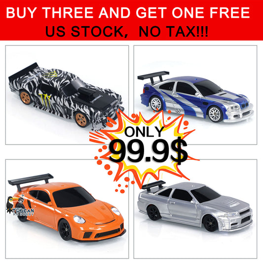【FREE SHIPPING】US STOCK 4PCS 1/43 Radio Control Drift Car 4WD RC 2.4g Mini Race Car High Speed Model Toy