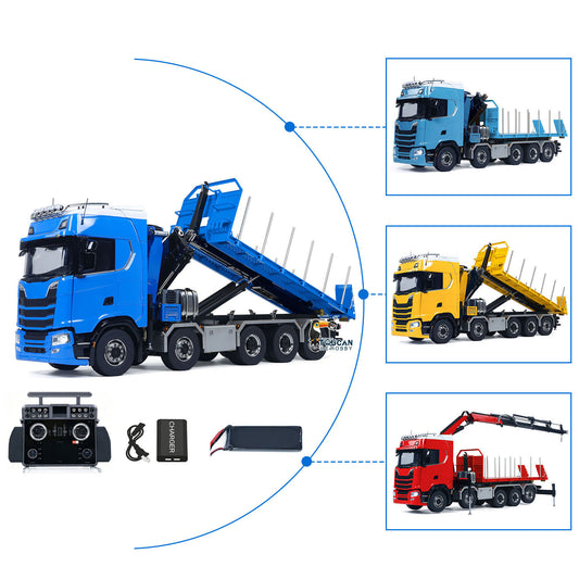 770S 1/14 RC Flatbed Timber 10x10 Metal Hydraulic Crane Radio Control Dump Truck