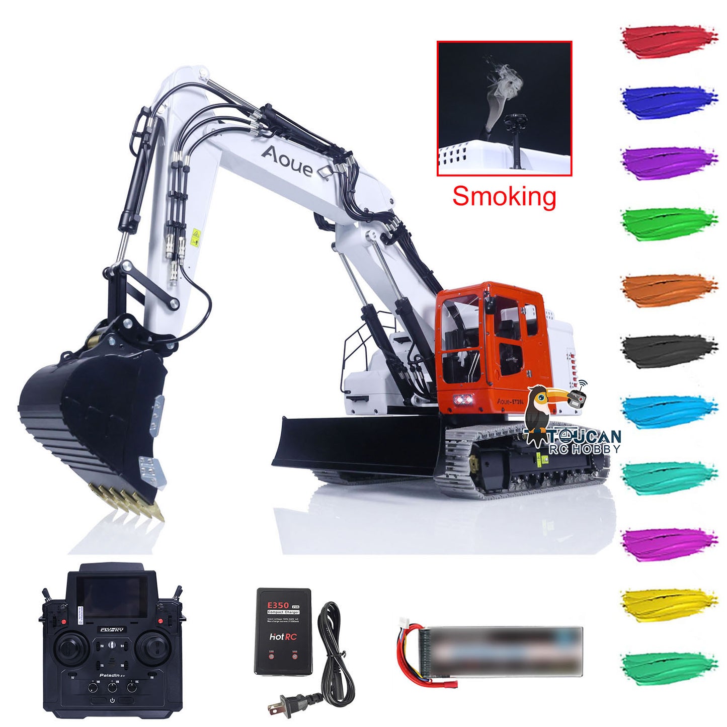 LESU 1/14 Aoue Metal ET26L Painted Assembled RTR Hydraulic Three-section RC Excavator B0012 With PL18EV Transmitter Smoke Function