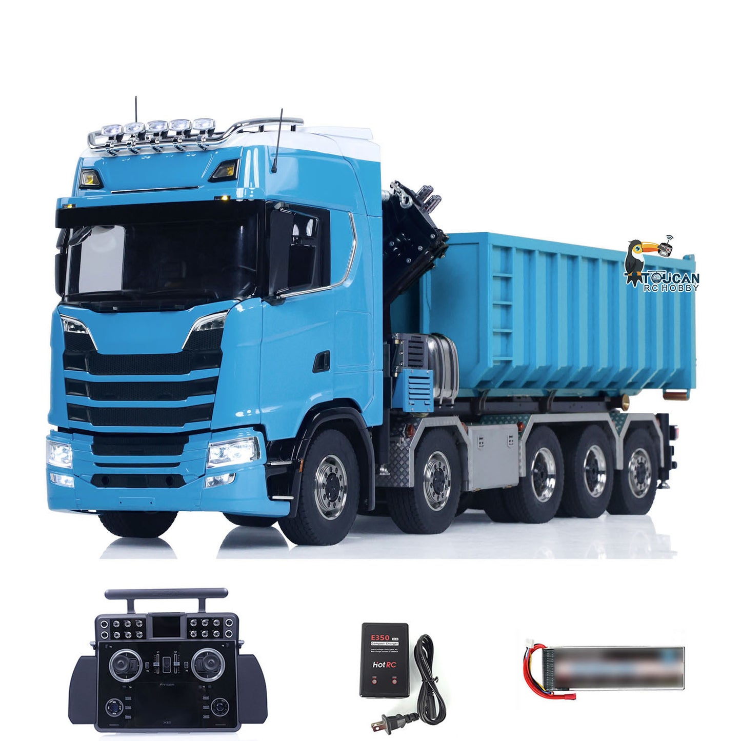 10x10 Metal Chassis 1:14 Hydraulic Crane RC Dumper 770S RTR Full Dump Truck Car