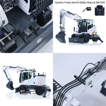 1:14 RC Hydraulic Wheeled Excavator LR914 8-ways Valve 4??4 Digger Engineering Vehicle RTR Axle Lock Upgrade Brushless Motor ESC