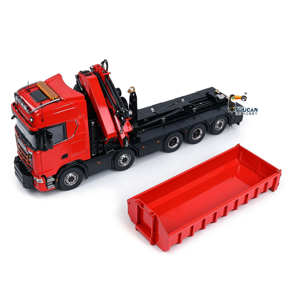 TOUCAN 1/14 RC Hydraulic Crane Truck 770S RTR 10X10 3Speed Metal Dumper Fly Jib Arm Rear Lift Steer Axle Wheel Reduction Diff Lock
