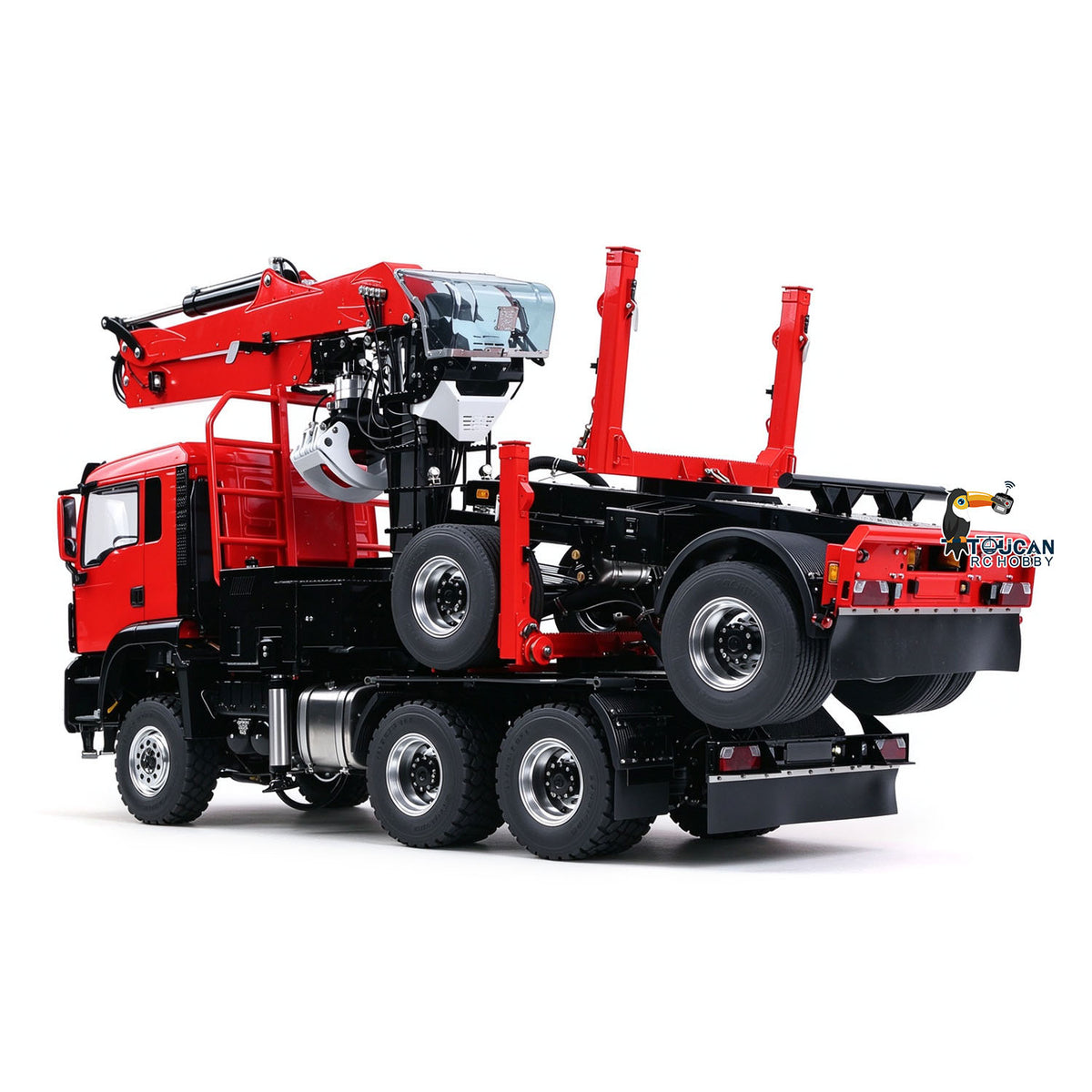 LESU 1/14 RC Logging Truck Timber Trucks Hydraulic Crane Trailer Remote Control Lorry 6x6 Metal Chassis 8CH Valves Light Sound