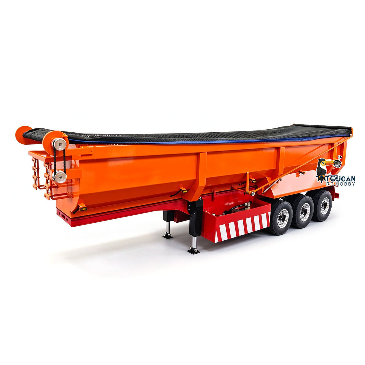 1/14 RC Hydraulic Semi Trailers 3 Axle Metal U Shape Bed Remote Control Dump Trailer Model With Electric Support Legs Side Light