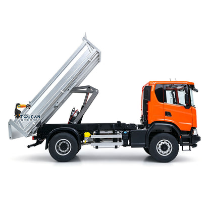 Double E 1/14 4WD Electric Lifting RC Dump Truck E022 2Speed Tipper 500G Full Metal Axle Magnetic High Roof Battery Radio Light