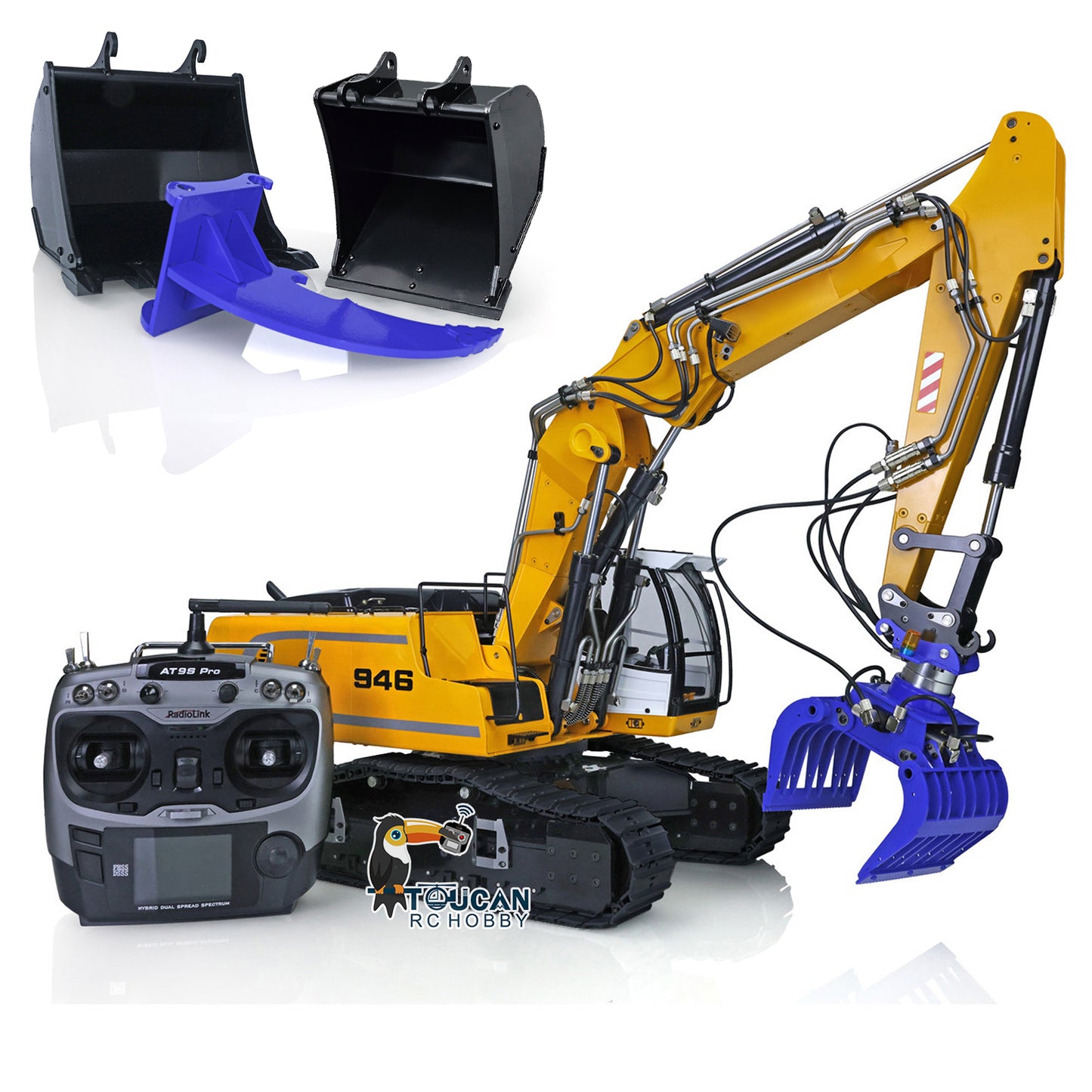 MTM 1/14 946-3 RC 3 Arms Metal Hydraulic ARTR Tracked Excavator Digger With Ripper Grab Bucket