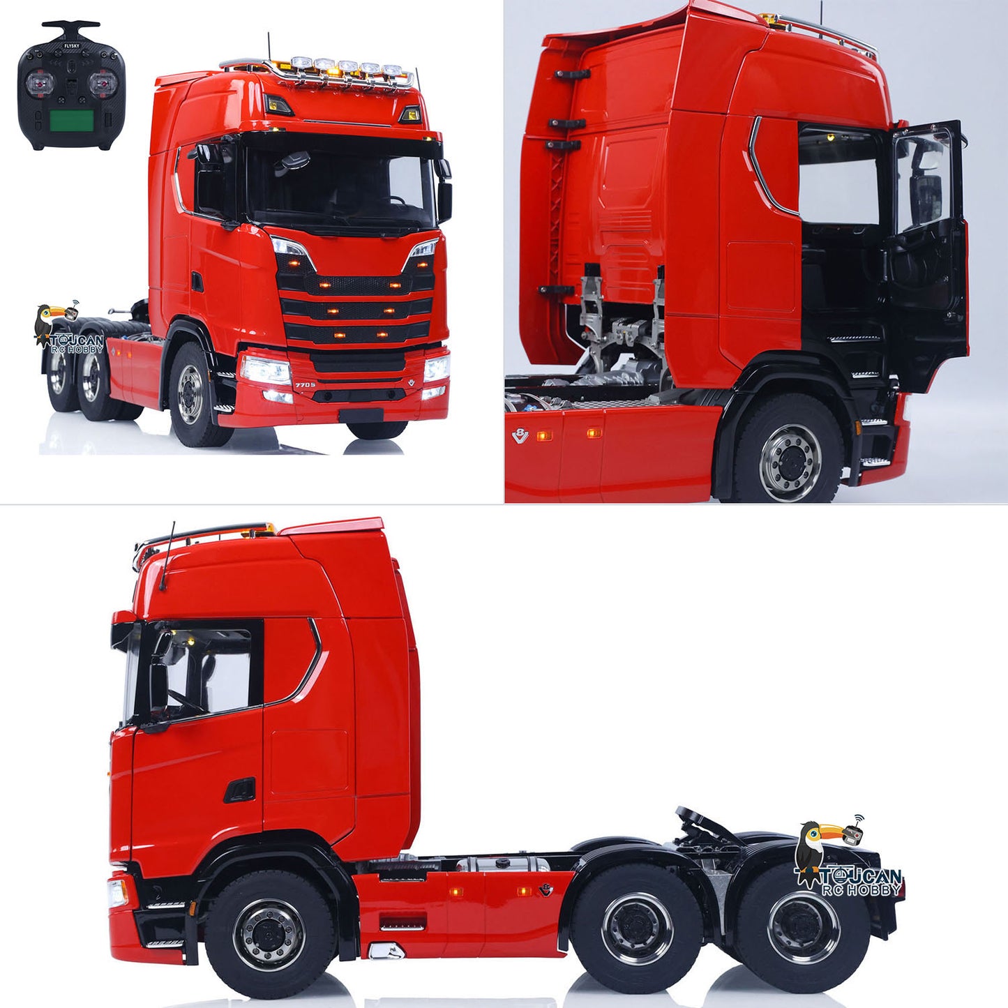 770S 1/14 6X6 RC Tractor Truck Liftable Rear Axle Wheel Hub Reduction Differential Locks Hobbywing ESC Flysky ST8 Light System