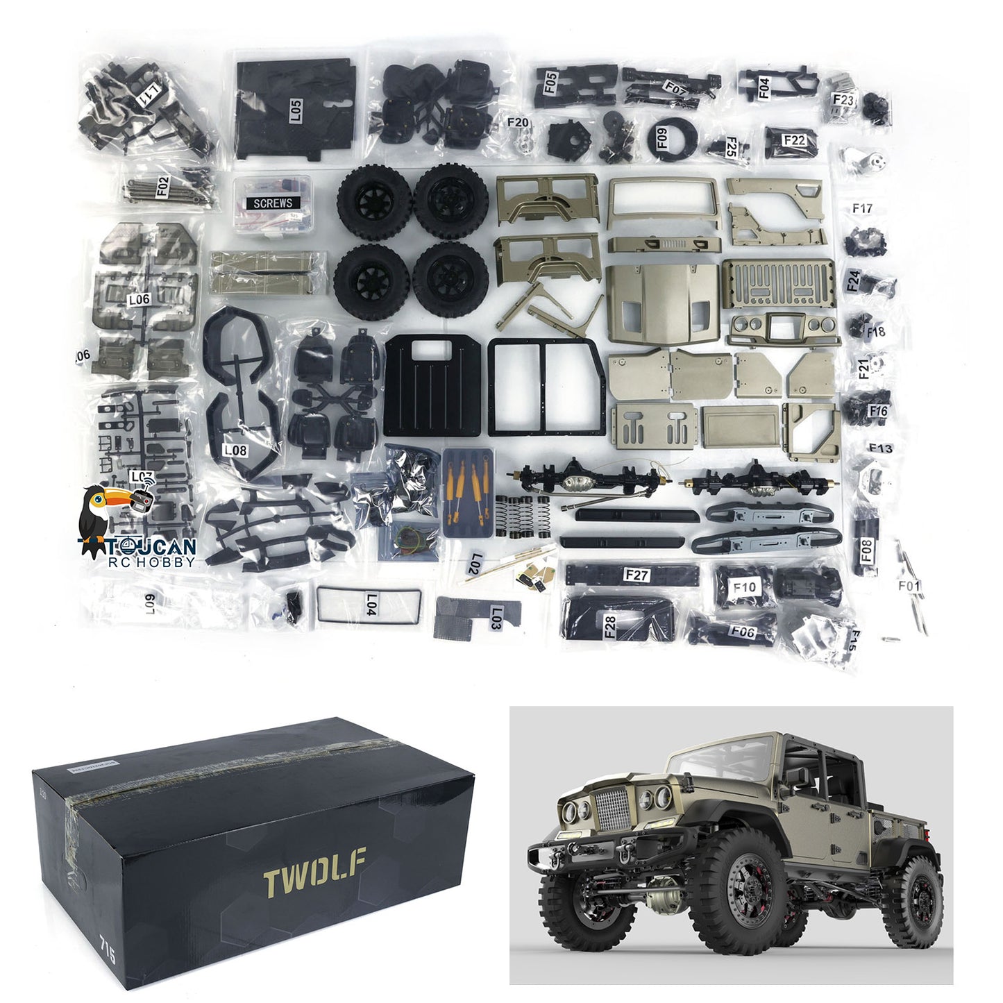 TWOLF 1:10 TW-715 RC Offroad-Vollmetall-CNC-Fernbedienungs-Crawler-KIT