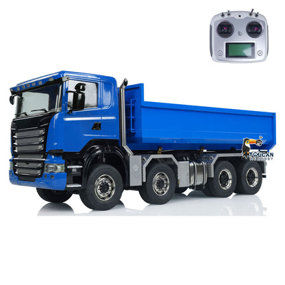 1:14 RC Hydraulic Roll-on Dump Truck 8x8 RC Tipper Car With Sounds Lights U-Shape Low Bucket