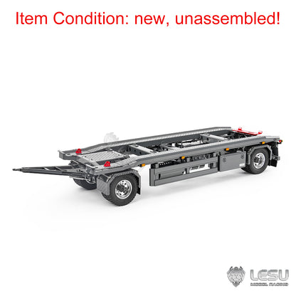 Painted Metal 1/14 RC Trailer A0065 KIT Lights Front Wheel Steerable for LESU Remote Control Hydraulic Roll on off Dumper Tipper
