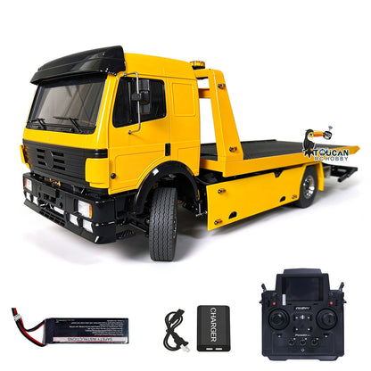 Metal 4x4 1/14 Remote Control Hydraulic Road Rescue Truck 3348 3-Speed Gearbox Flatbed Tow Trucks Rollback Wrecker Diff Locks