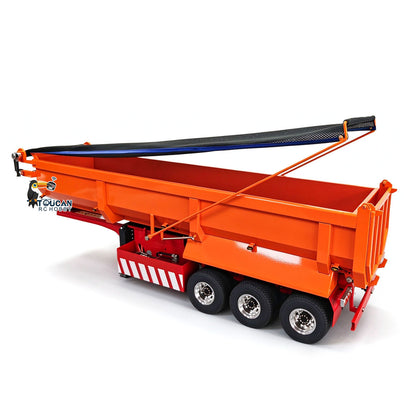 1/14 RC Hydraulic Semi Trailers 3 Axle Metal U Shape Bed Remote Control Dump Trailer Model With Electric Support Legs Side Light