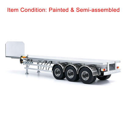 MD Metal 3Axles Flatbed Trailer Manual Support Legs for 1/14 Remote Control Tractor Truck 770S RC Digger Loader DIY Model