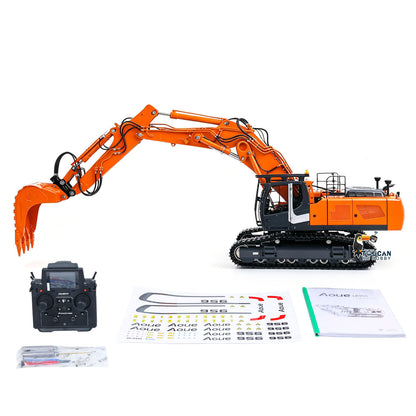 LESU 1/14 Metal RC Hydraulic Excavator LR956 7CH 3Arms Digger Quick Coupler Brushless Motor Radio Light Sound Smoke RTR
