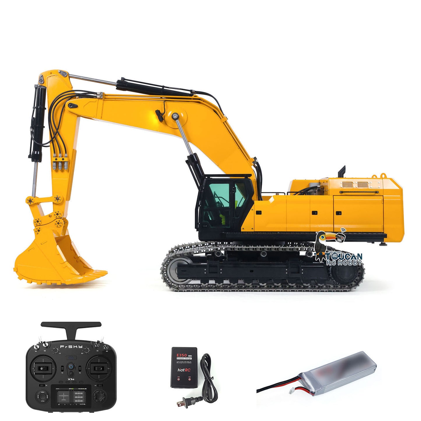 Heavy Machine 1/14 RC Hydraulic Excavator 395F Metal Digger RTR Model Car 1.0L Dual Pump Frsky X14 Radio Battery