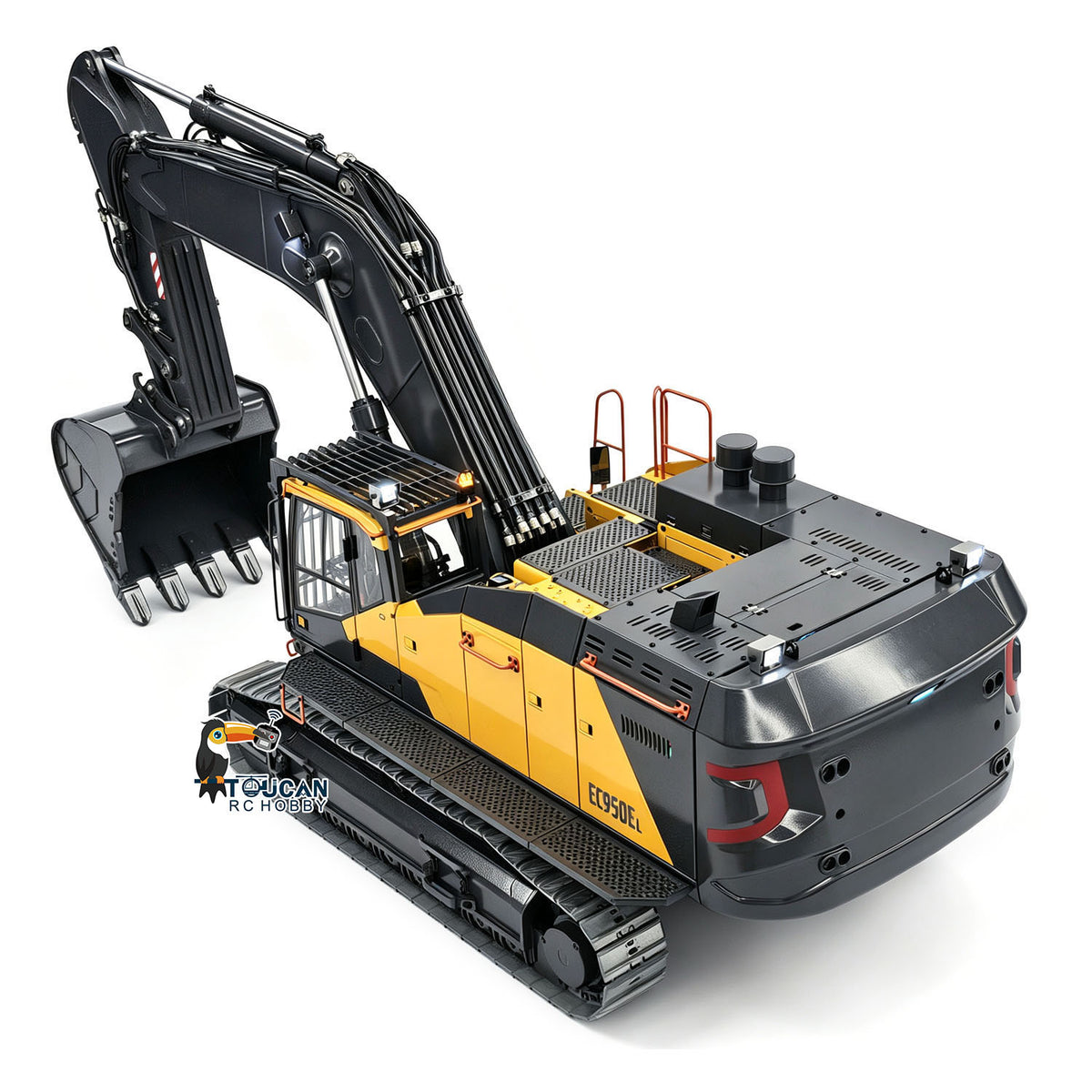 1/14 Metal RC Hydraulic Excavator EC950 Dual Pump Digger Model 8CH Valve Hydraulic Lifting Counterweight Ripper Light Sound
