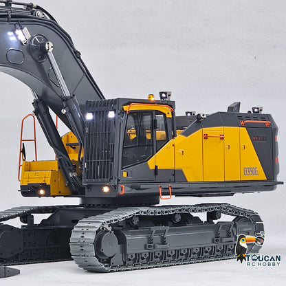 1/14 Metal RC Hydraulic Excavator EC950 Dual Pump Digger Model 8CH Valve Hydraulic Lifting Counterweight Ripper Light Sound