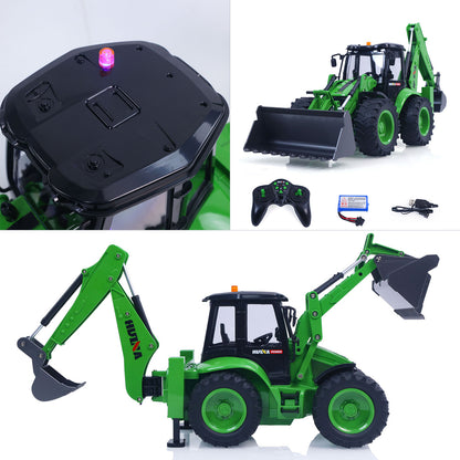 US STOCK HUINA 1/14 1579 Remote Control Backhoe Excavator 2.4G 9CH RC Loader Model Toys