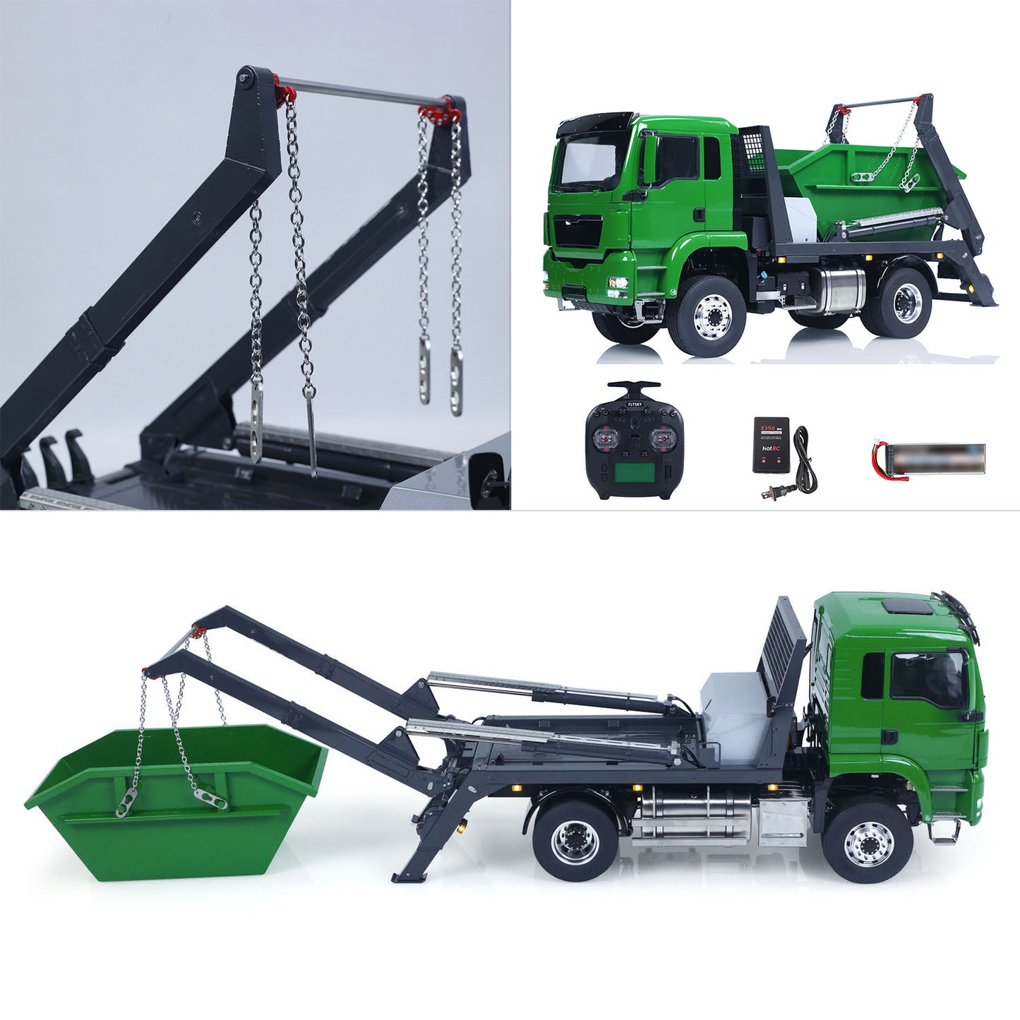 LESU 4X4 1/14 RC Hydraulic Swing Arm Garbage Truck Skip Loader TGS Paintied Car
