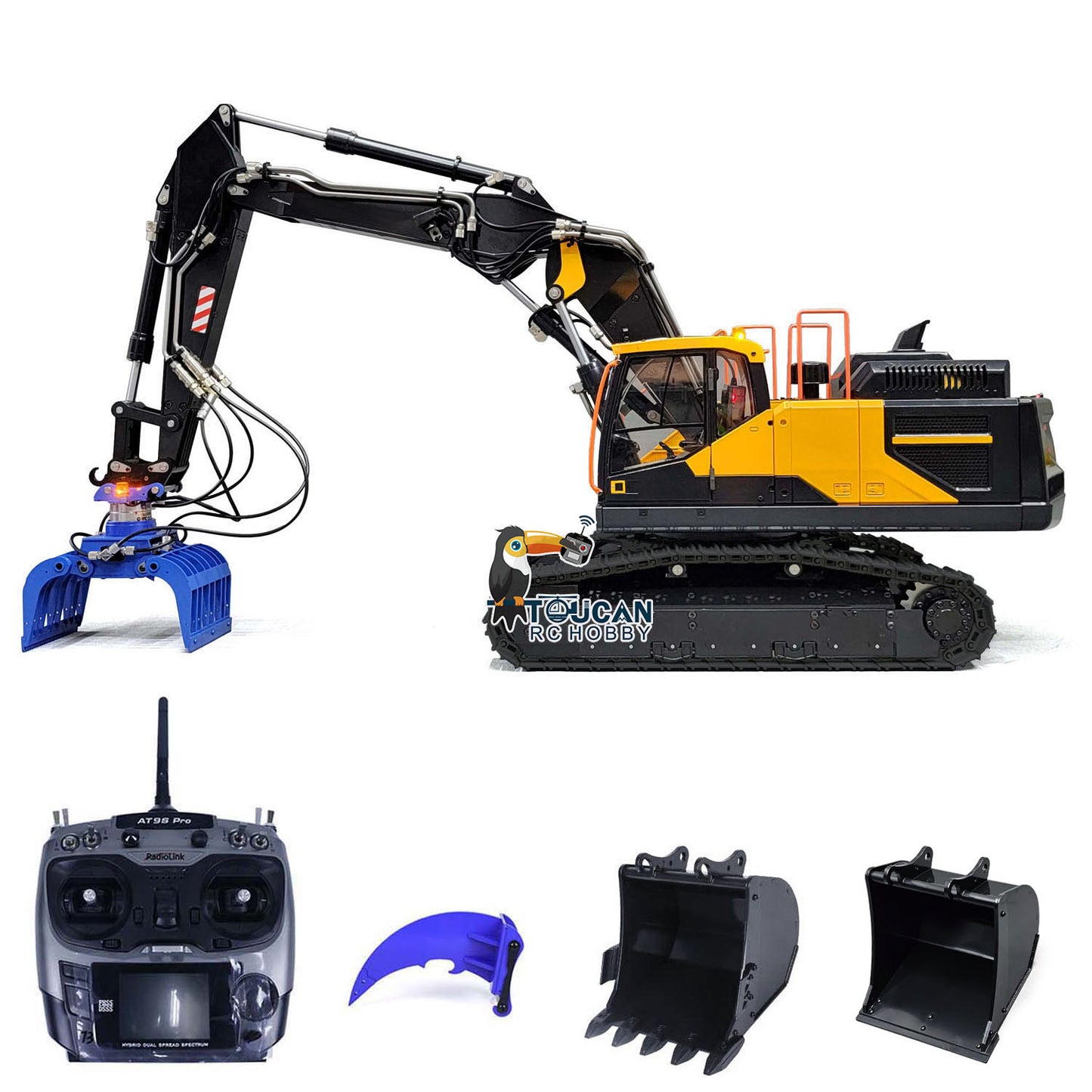 MTM 1/14 RC PNP EC380 3-Arms Metal Tracked Excavator Digger With Hydraulic Grab