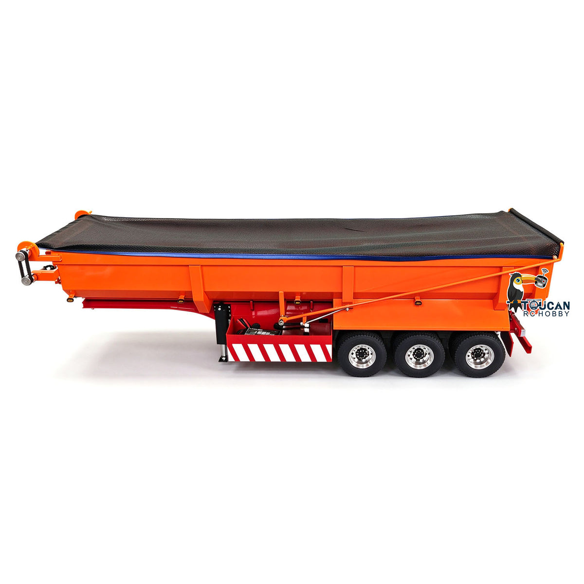 1/14 RC Hydraulic Semi Trailers 3 Axle Metal U Shape Bed Remote Control Dump Trailer Model With Electric Support Legs Side Light