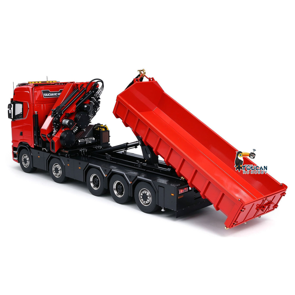 TOUCAN 1/14 RC Hydraulic Crane Truck 770S RTR 10X10 3Speed Metal Dumper Fly Jib Arm Rear Lift Steer Axle Wheel Reduction Diff Lock