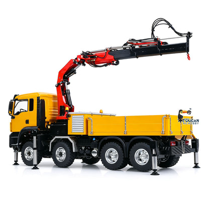 LESU Metal 1/14 RC Hydraulic Crane Truck 8X8 3Speed Remote Control Lorry Model 7CH Valve 6 Outriggers Light Sound Axle Diff Lock