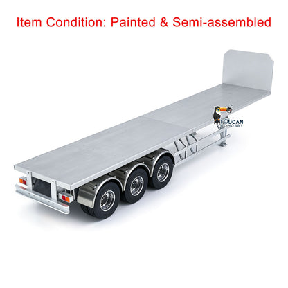 MD Metal 3Axles Flatbed Trailer Manual Support Legs for 1/14 Remote Control Tractor Truck 770S RC Digger Loader DIY Model