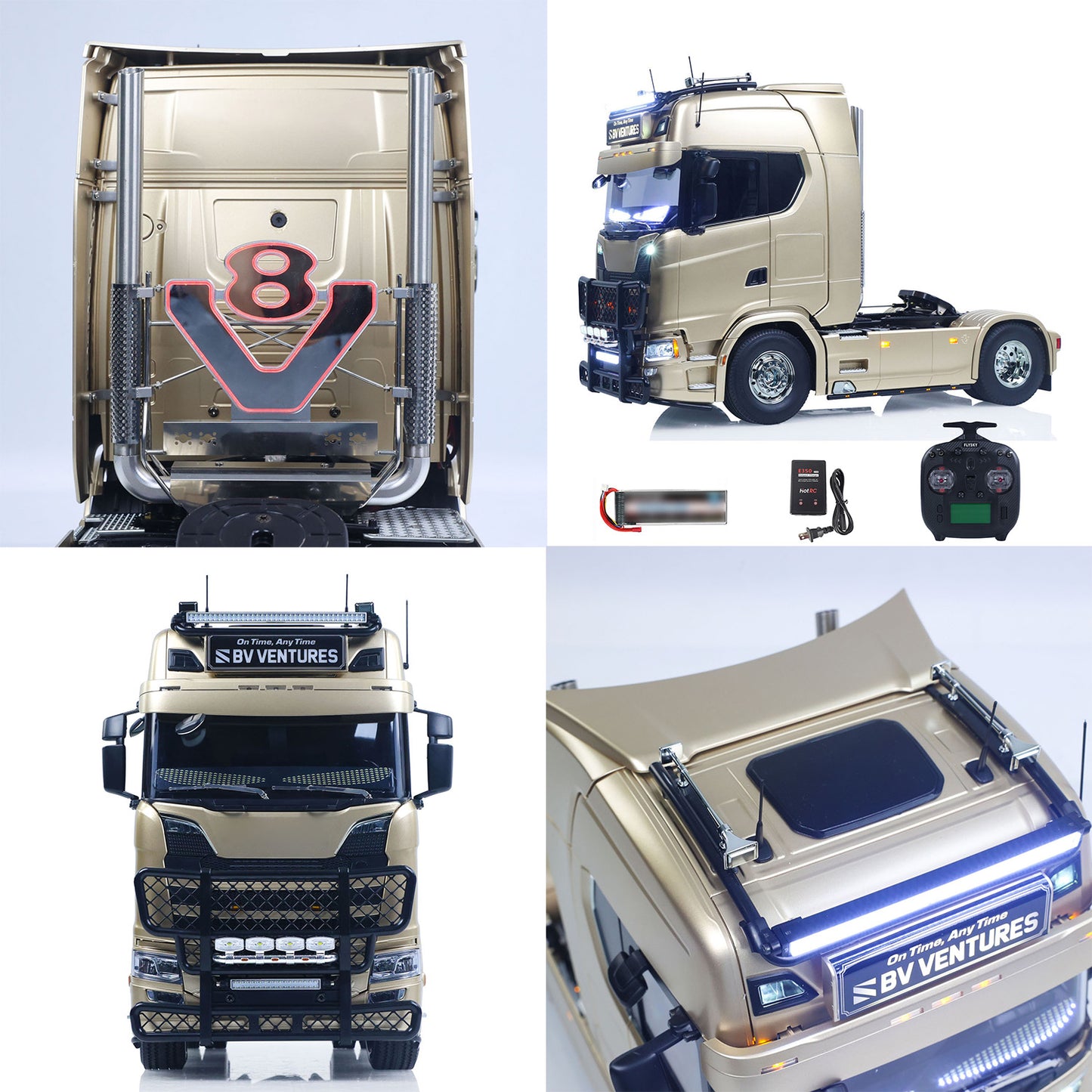 TOUCAN 1/14 Remote Control Tractor Truck 4X2 TAMIYA Chassis 56379 3Speed Gearbox Flowing Water Light Smoke Unit ST8 Radio RTR Demon Eye Electric Windshield Wiper